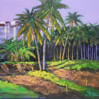 Oil painting: Verdant Retreat Amongst Palms